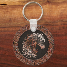 Bruin cowgirl bloemengereedschap lederen paardenho sleutelhanger