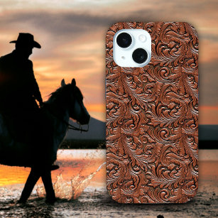 Bruin cowgirl cowboy floral tooled leder western iPhone 15 case
