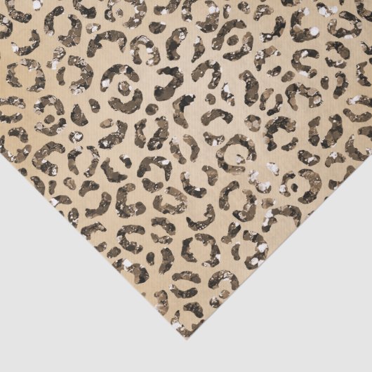 Bruin Cream Glitter Leopard Print Tissuepapier (Detail)