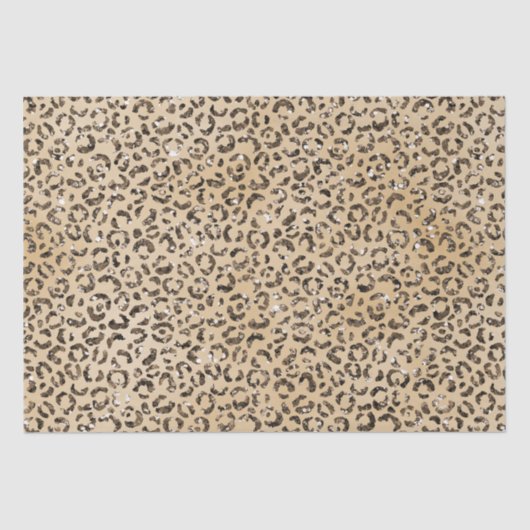 Bruin Cream Glitter Leopard Print Tissuepapier (Voorkant)