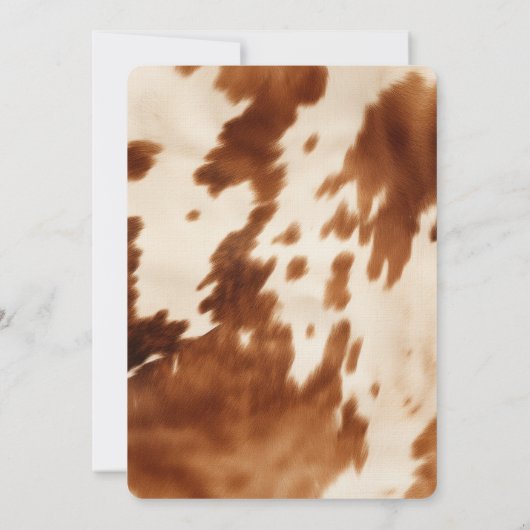 Bruin Cream Koeienhuid Bruiloft Kaart (Achterkant)