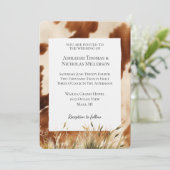 Bruin Cream Koeienhuid Bruiloft Kaart (Staand voorkant)