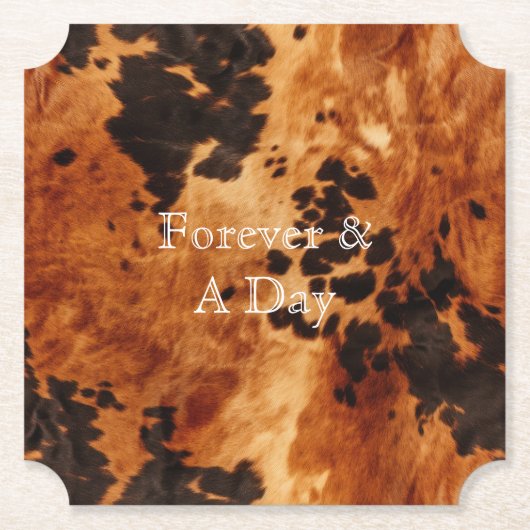 Bruin Cream Koeienhuid Bruiloft Kartonnen Onderzetters (Voorkant)
