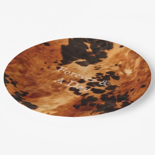 Bruin Cream Koeienhuid Bruiloft Papieren Bordje (Gekanteld)