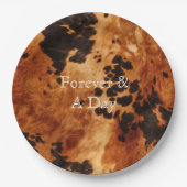 Bruin Cream Koeienhuid Bruiloft Papieren Bordje (Voorkant)