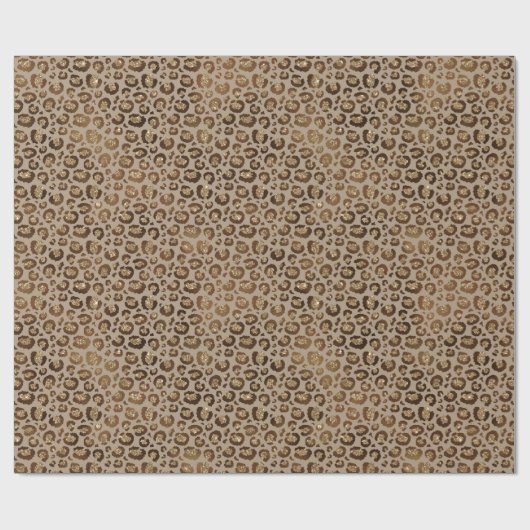 Bruin Cream Leopard Animal Print Glitter Cadeaupapier (Vlak)