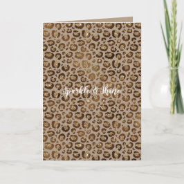 Bruin Cream Leopard Animal Print Glitter Kaart