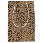 Bruin Cream Leopard Animal Print Glitter Medium Cadeauzakje (Voorkant)