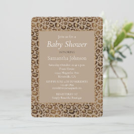 Bruin Cream Leopard Print Animal Print Glitter Kaart