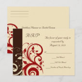 Bruin/Cream/Rood Omgekeerde Draaiing Uitnodiging Briefkaart (Voorkant / Achterkant)