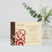 Bruin/Cream/Rood Omgekeerde Draaiing Uitnodiging Briefkaart (Staand voorkant)
