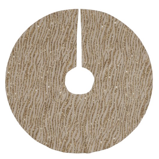 Bruin Cream Zebra Print Animal Glitter   Kerstboom Rok (Voorkant)