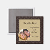  bruin/crème bruiloft aankondiging magneet (Voorkant / Achterkant)