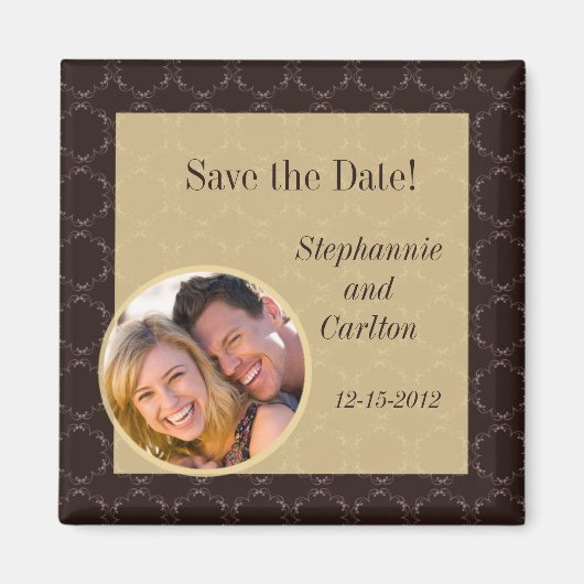  bruin/crème bruiloft aankondiging magneet (Voorkant)