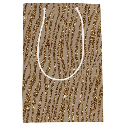 Bruin crème — Dierafdrukken Glitter Medium Cadeauzakje (Voorkant)