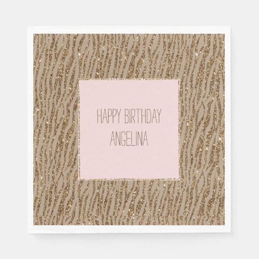 Bruin crème — Dierafdrukken Glitter Servet (Voorkant)