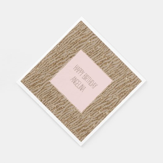 Bruin crème — Dierafdrukken Glitter Servet (Hoek)