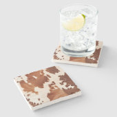 Bruin Crème Koeienhuid Western Stenen Onderzetter (Zijkant)