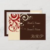 Bruin/crème/rode achterste wervelkolom RSVP kaartje (Voorkant / Achterkant)