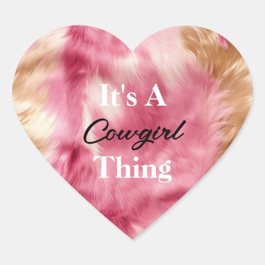 Bruin Crème Roze Cowgirl Quote Hart Sticker (Voorkant)