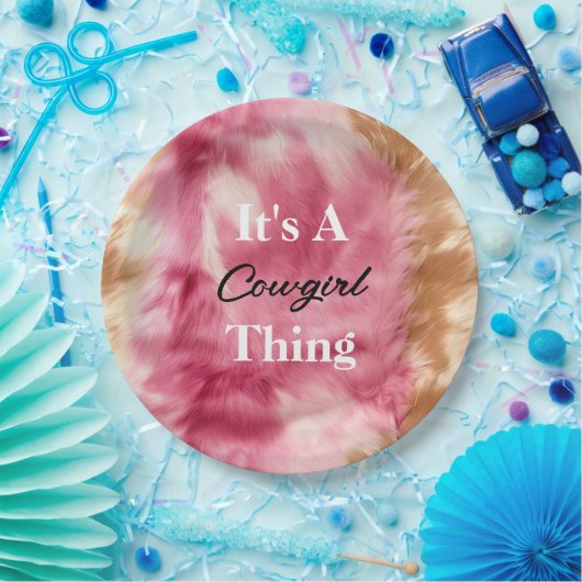 Bruin Crème Roze Cowgirl Quote Papieren Bordje (Feest)