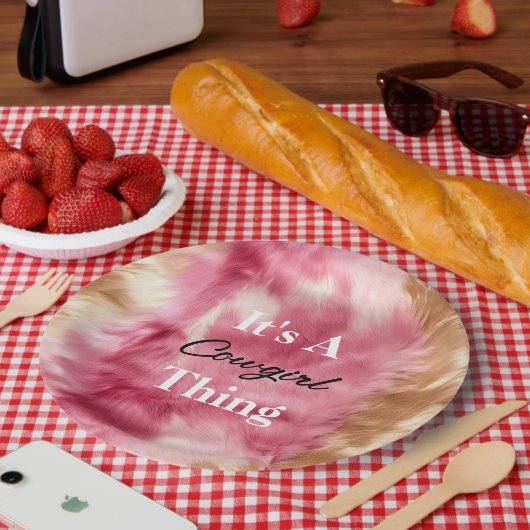 Bruin Crème Roze Cowgirl Quote Papieren Bordje (Picknick)