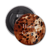 Bruin crème zwart Koeienhuid Button Flesopener (Voorkant)