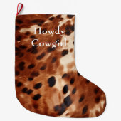 Bruin crème zwart Koeienhuid Grote Kerstsok (Voorkant)