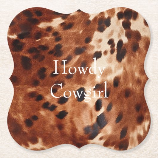 Bruin crème zwart Koeienhuid Kartonnen Onderzetters (Voorkant)