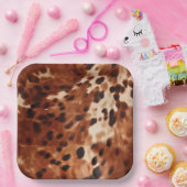 Bruin crème zwart Koeienhuid Papieren Bordje (Feest)