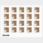 Bruin Custom koffiezaak logo vierkante sticker (Vel)