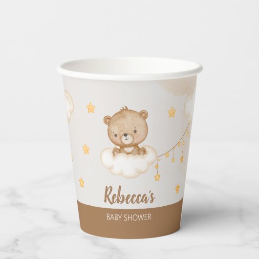 Bruin Cute Beer We kunnen het Baby shower paup afw Papieren Bekers (Achterkant)