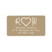 Bruin Cute Koppel Monogram Hart Retouradres Etiket (Voorkant)