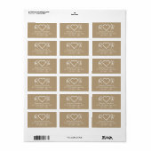 Bruin Cute Koppel Monogram Hart Retouradres Etiket (Full Sheet)