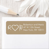 Bruin Cute Koppel Monogram Hart Retouradres Etiket (Insitu)