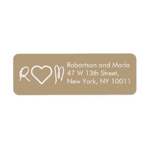 Bruin Cute Koppel Monogram Hart Retouradres Etiket