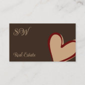 Bruin Cute Red Beige Heart met monogram en foto Visitekaartje (Voorkant)