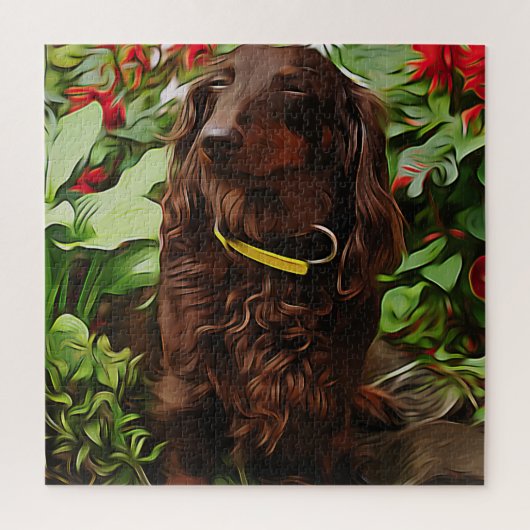Bruin Dachshund, gezouten in de tuin met ventilato Legpuzzel (Verticaal)