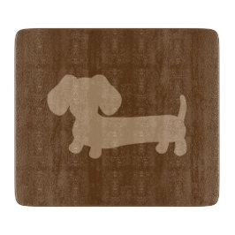 Bruin Dachshund Glass Cutting Board Kitchen Snijplank