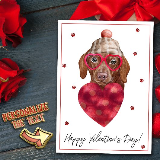 Bruin Dachshund Hondenliefhebber Valentijn Gift Feestdagenkaart
