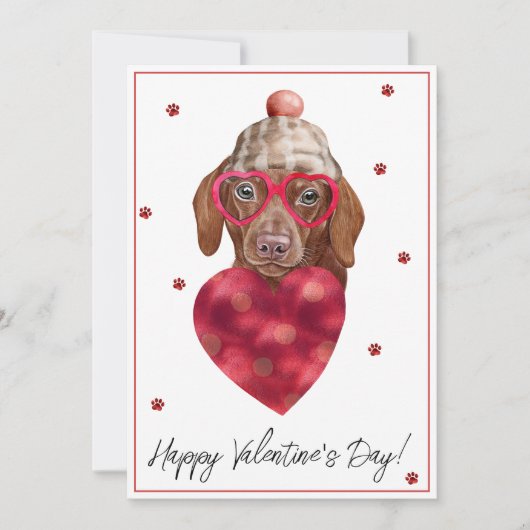 Bruin Dachshund Hondenliefhebber Valentijn Gift Feestdagenkaart (Voorkant)