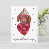 Bruin Dachshund Hondenliefhebber Valentijn Gift Feestdagenkaart (Staand voorkant)