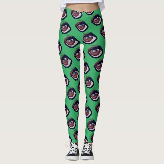 Bruin Dachshund Ogen Aangepast Leggings (Voorkant)