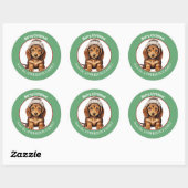 Bruin Dachshund Puppy in Winter Pet Kerst Ronde Sticker (Vel)