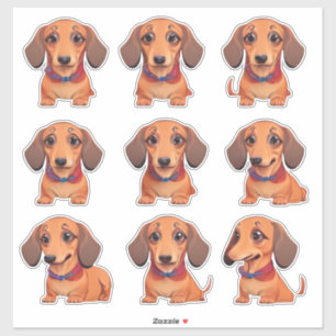 Bruin Dachshund Puppy Kawaii Sticker Sheet