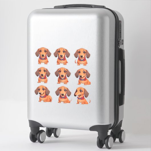 Bruin Dachshund Puppy Kawaii Sticker Sheet (Koffer)