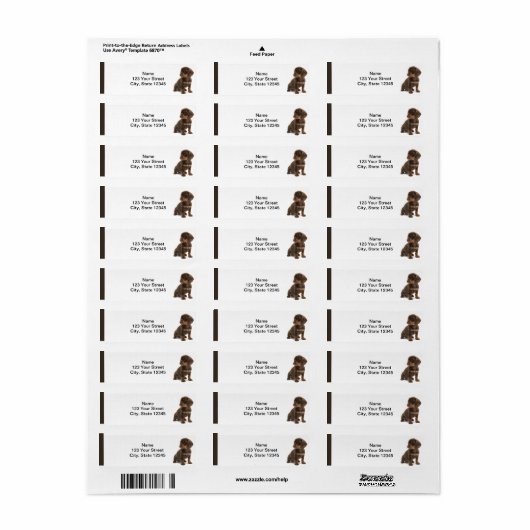 Bruin Dachshund Puppy Retouradres Label (Full Sheet)