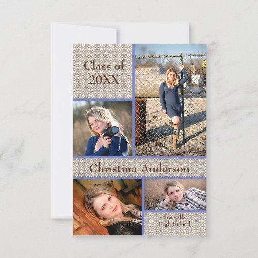 Bruin Daisy Collage - 3x5 Afstuderen Aankondiging (Voorkant)