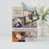 Bruin Daisy Collage - 3x5 Afstuderen Aankondiging (Staand voorkant)