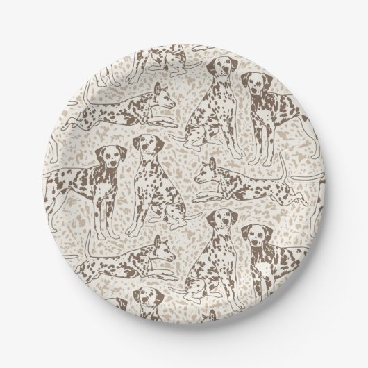 Bruin Dalmatische hond Dierenprint Papieren Bordje (Voorkant)